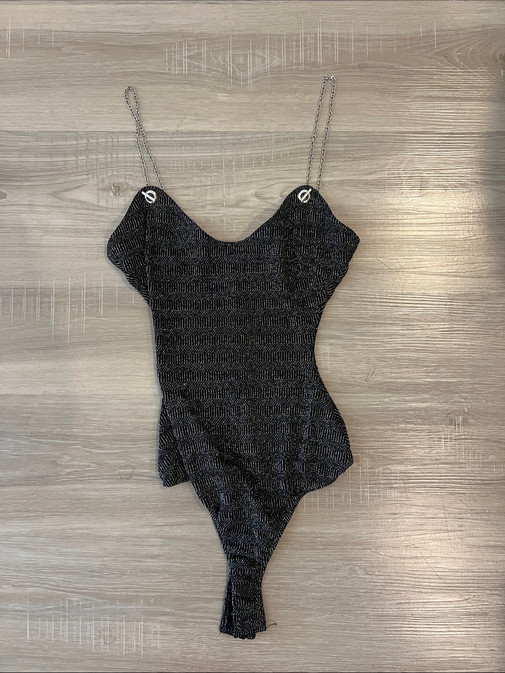 Black and silver body suit, worn once!